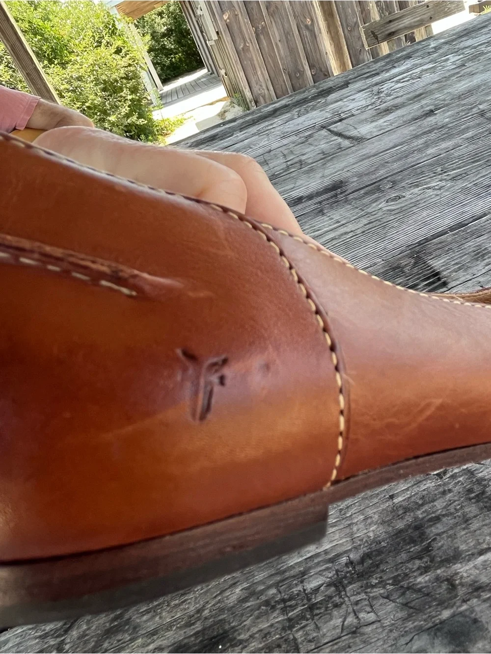FRYE Brown Leather Women’s Slip-On Flat with Decorative Ring HARDWARE , sz 7.5 - Picture 8 of 8